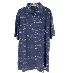 Polo Golf Ralph Lauren Short Sleeve Shirt Navy Blue Country Club Sports Size XL